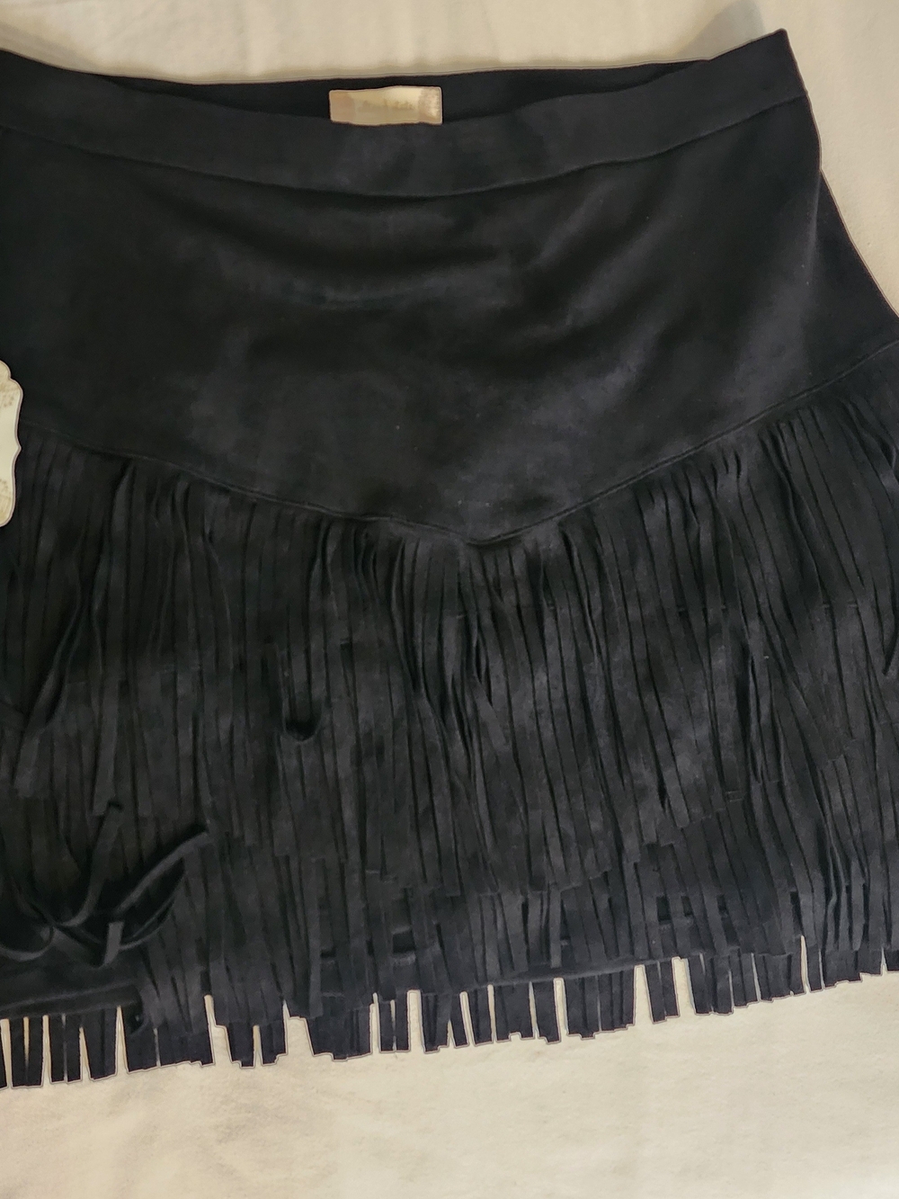 Altar'd State Black Suede Fringe Mini Skirt